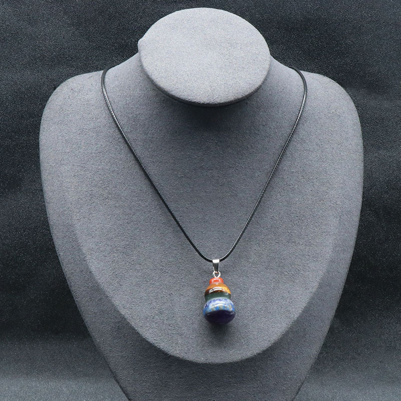Colorful stone natural crystal semi-precious stone small gourd pendant spliced ​​colored stone necklace
