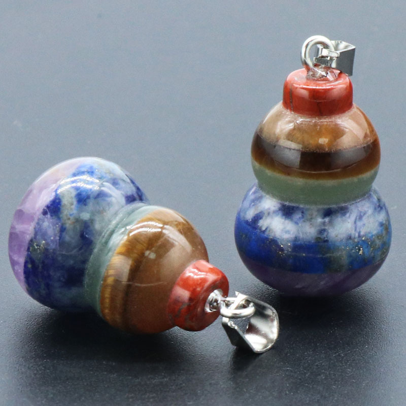 Colorful stone natural crystal semi-precious stone small gourd pendant spliced ​​colored stone necklace
