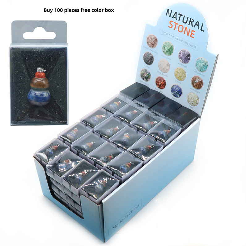 Colorful stone natural crystal semi-precious stone small gourd pendant spliced ​​colored stone necklace