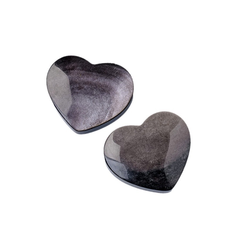 Natural silver obsidian hot compress stone love play crystal raw stone polished energy stone hand piece