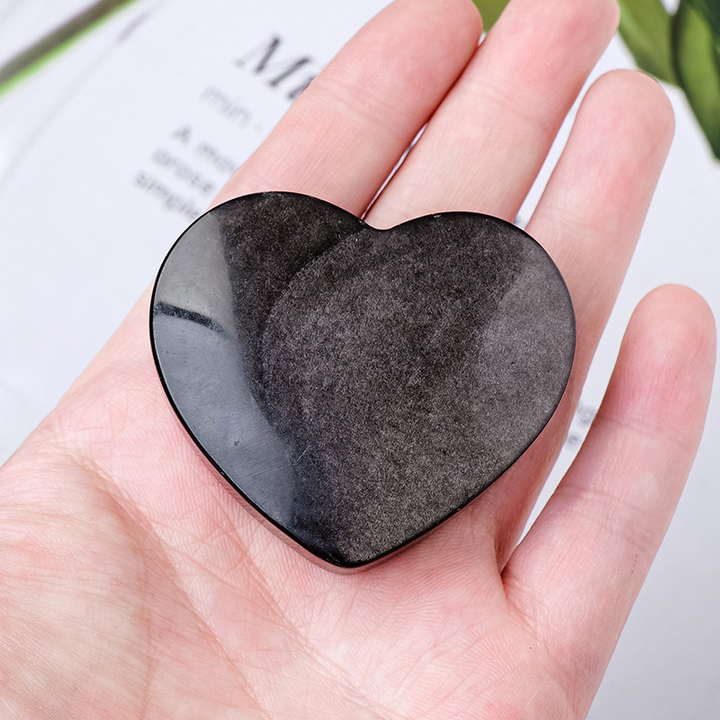 Natural silver obsidian hot compress stone love play crystal raw stone polished energy stone hand piece