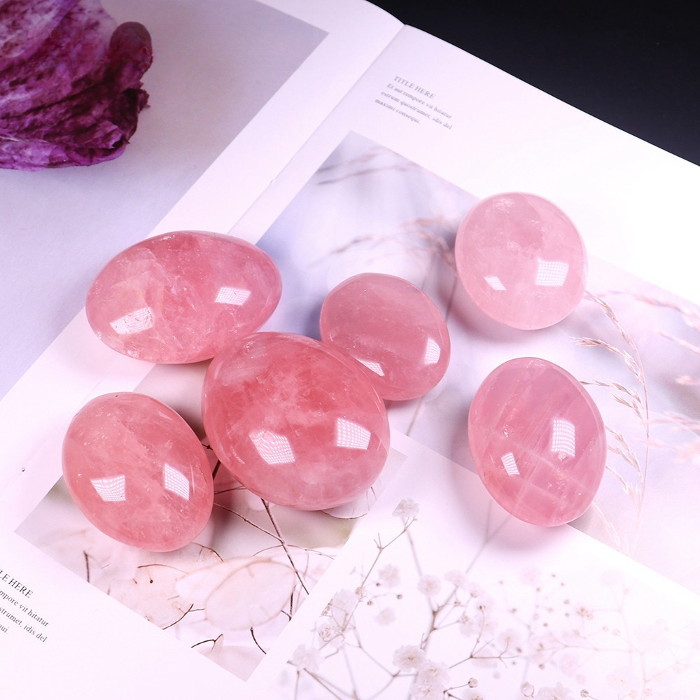 Natural Madagascar Rose Quartz  hibiscus stone love crystal raw stone large grain play stone