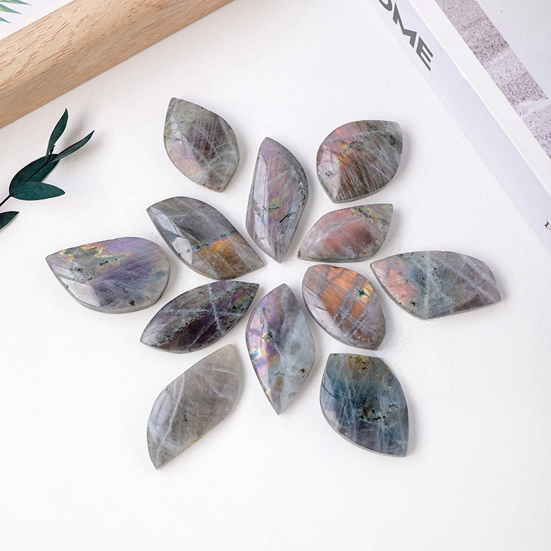 Natural purple labradorite leaf-shaped loose stone Crystal rough stone polishing