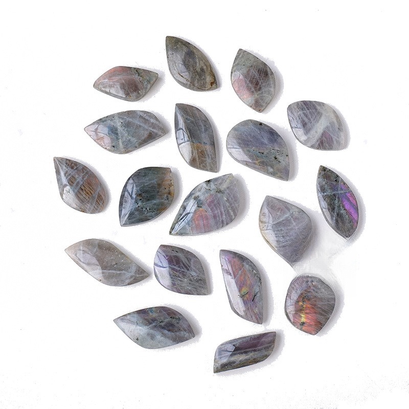 Natural purple labradorite leaf-shaped loose stone Crystal rough stone polishing