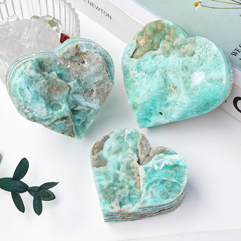 Natural crystal hemimorphite love ornaments raw stone ore specimen polished decorative ornaments