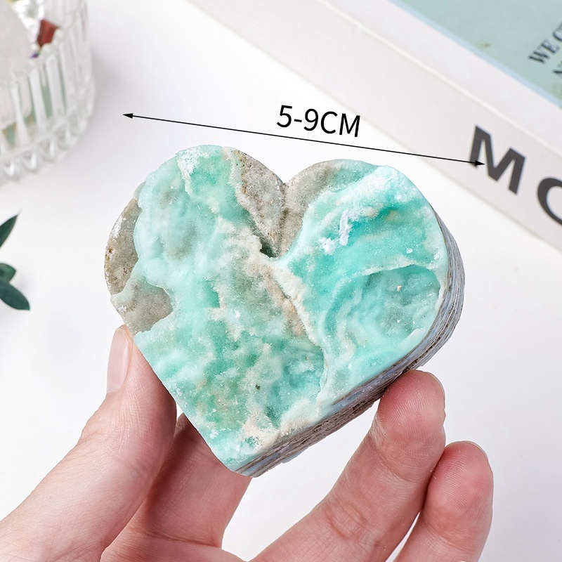 Natural crystal hemimorphite love ornaments raw stone ore specimen polished decorative ornaments
