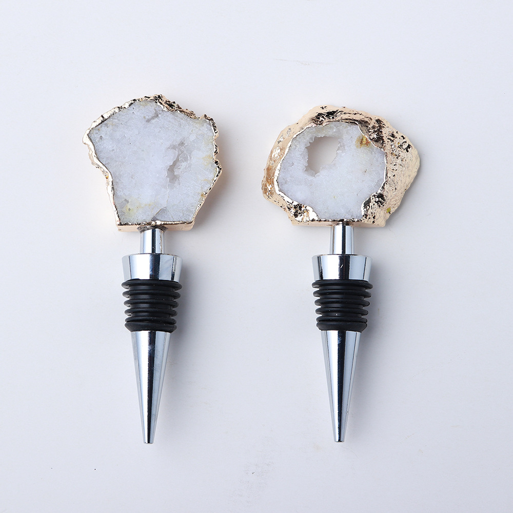 Crystal electroplating blue and white raw stone agate crystal cave red wine stopper wine sealed wine bottle stopper