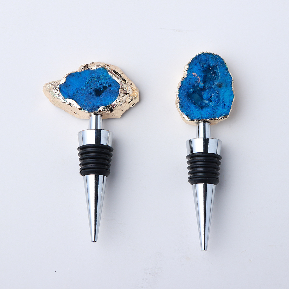 Crystal electroplating blue and white raw stone agate crystal cave red wine stopper wine sealed wine bottle stopper