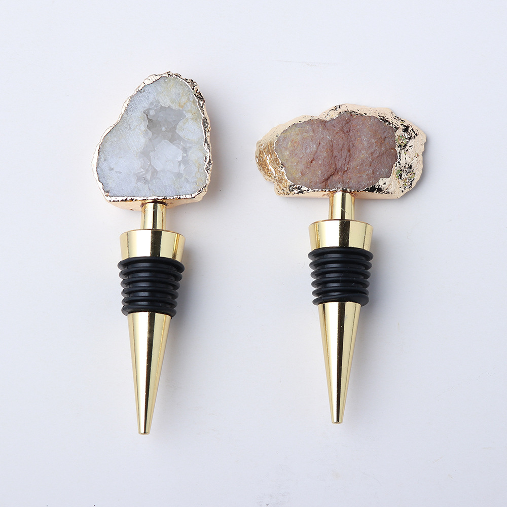 Crystal electroplating blue and white raw stone agate crystal cave red wine stopper wine sealed wine bottle stopper