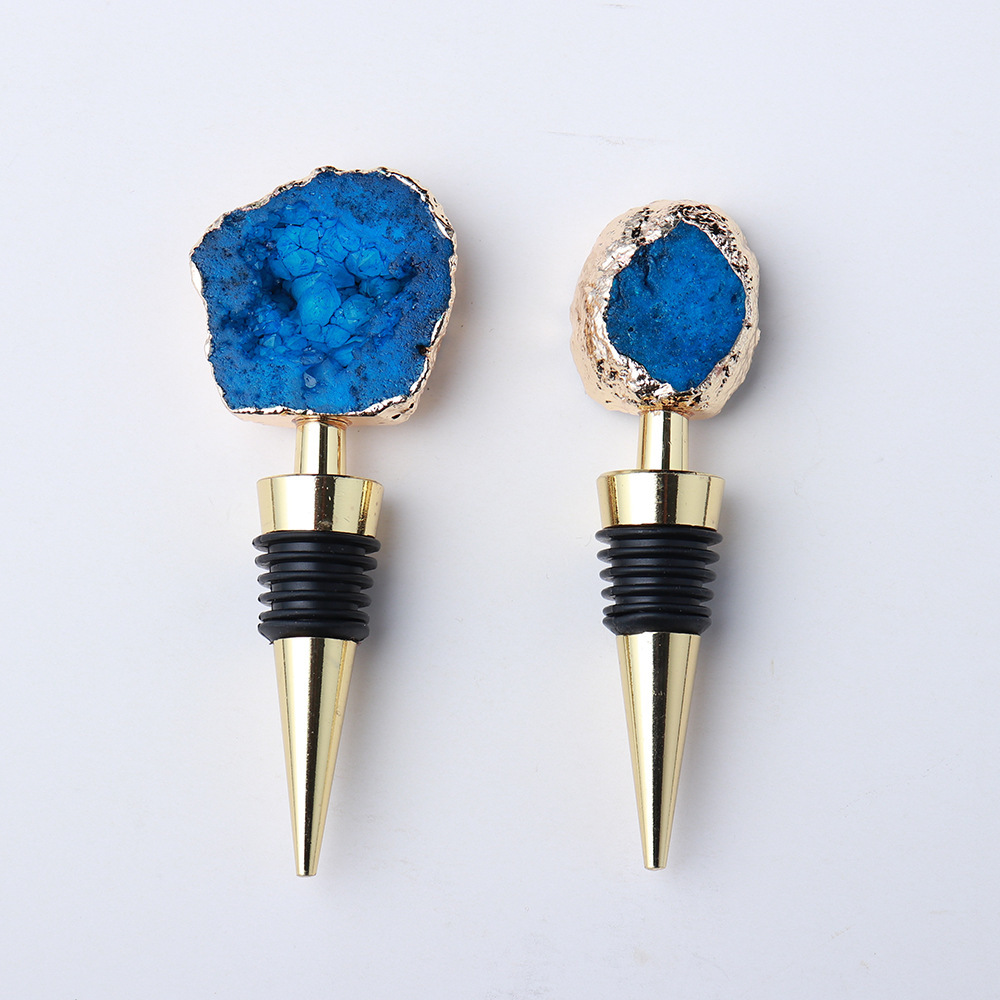 Crystal electroplating blue and white raw stone agate crystal cave red wine stopper wine sealed wine bottle stopper