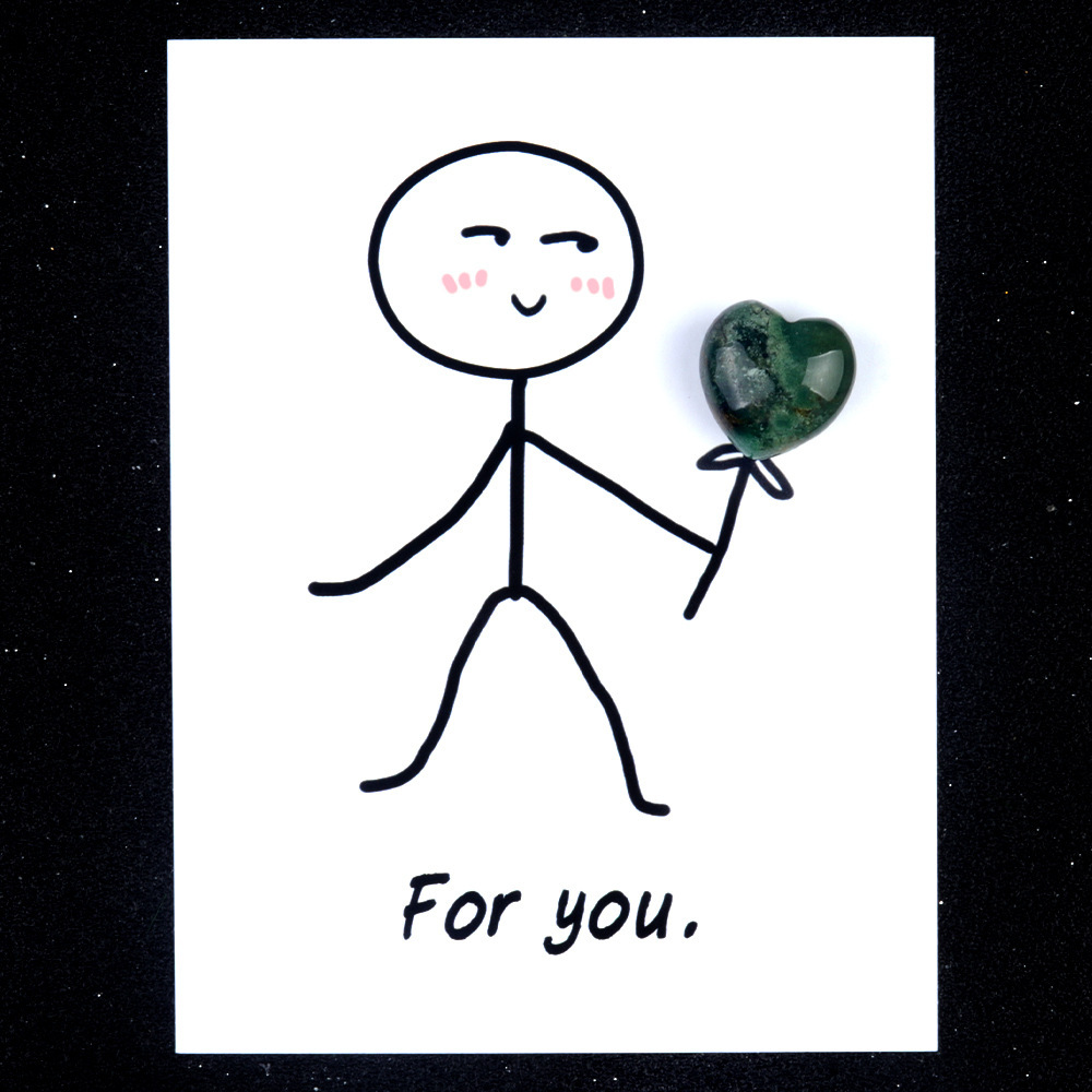 For you healing card series natural crystal agate stone 15mm love creative fun card