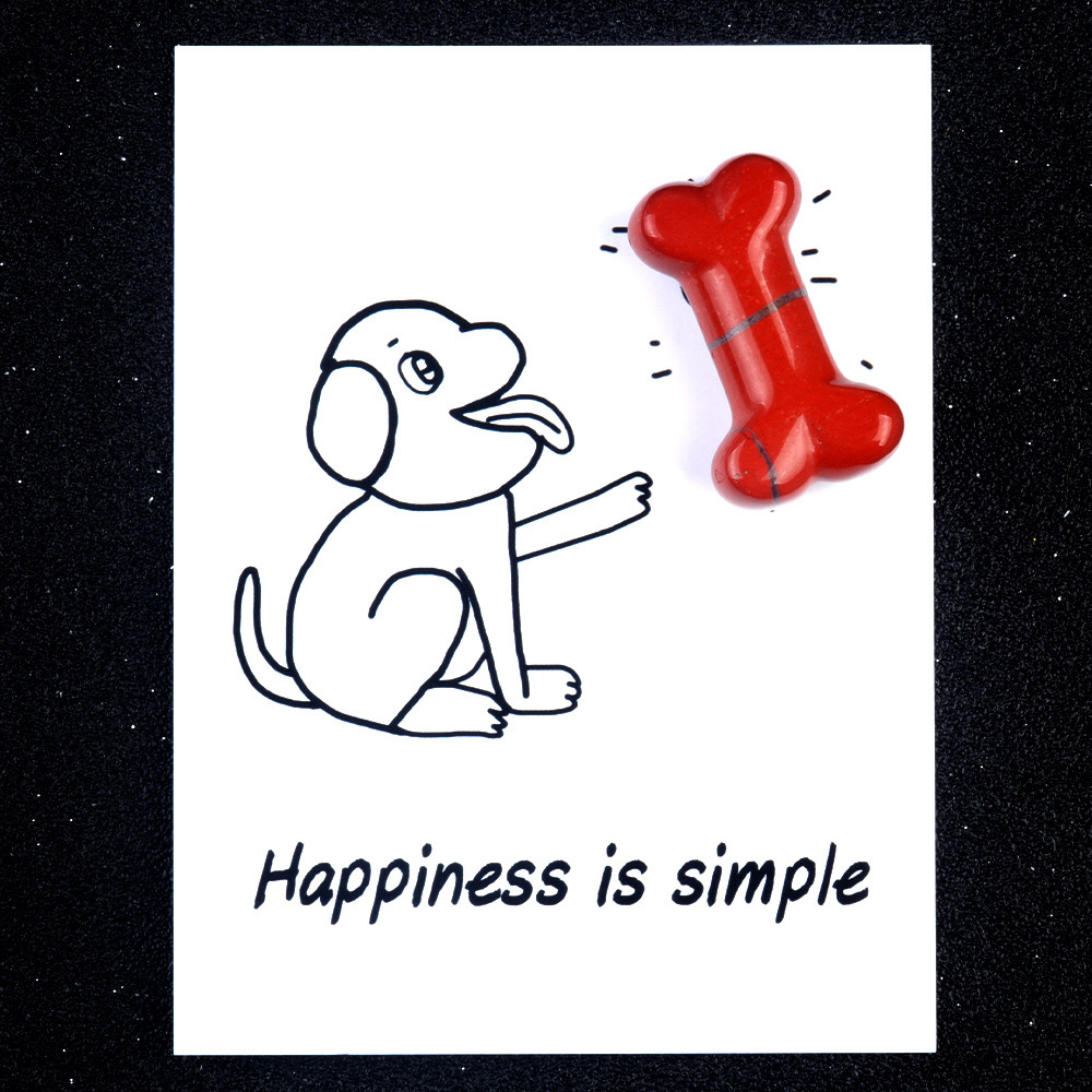 Healing Card Series Natural Crystal Agate 35mm Dog Bone Creative Fun Card