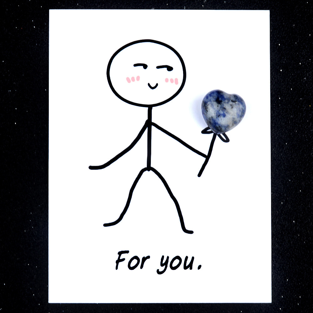 For you healing card series natural crystal agate stone 15mm love creative fun card