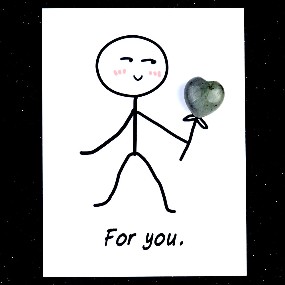 For you healing card series natural crystal agate stone 15mm love creative fun card