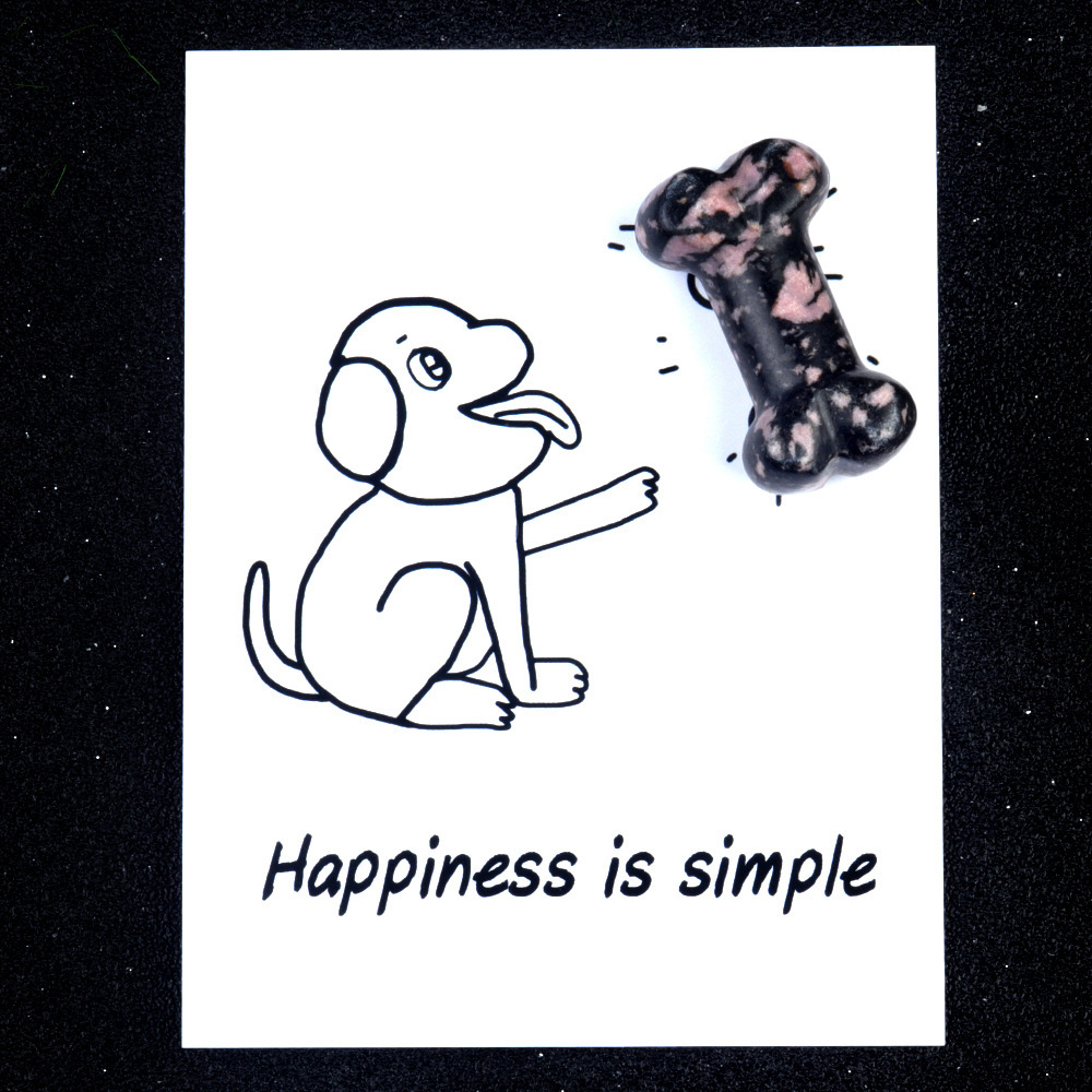 Healing Card Series Natural Crystal Agate 35mm Dog Bone Creative Fun Card