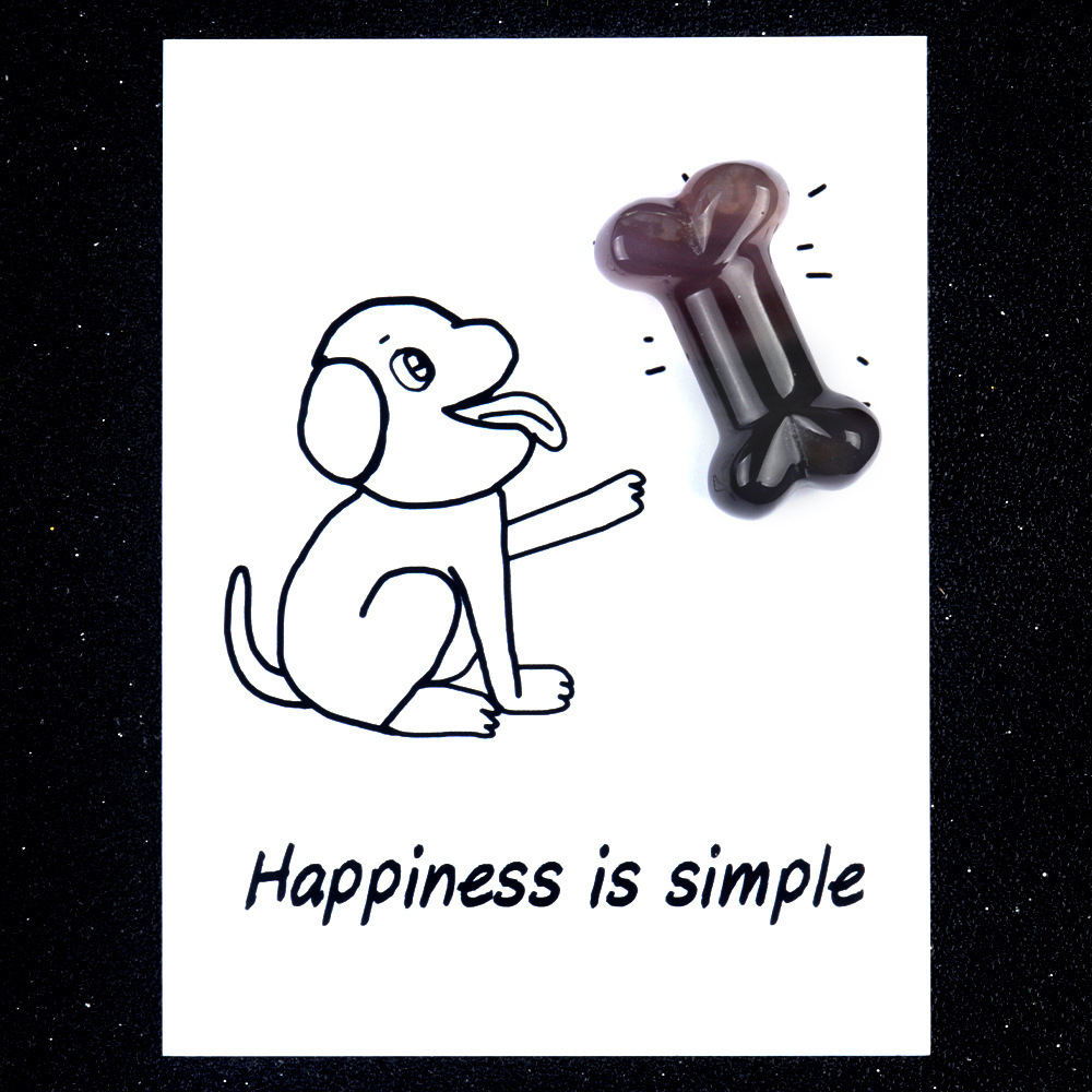 Healing Card Series Natural Crystal Agate 35mm Dog Bone Creative Fun Card