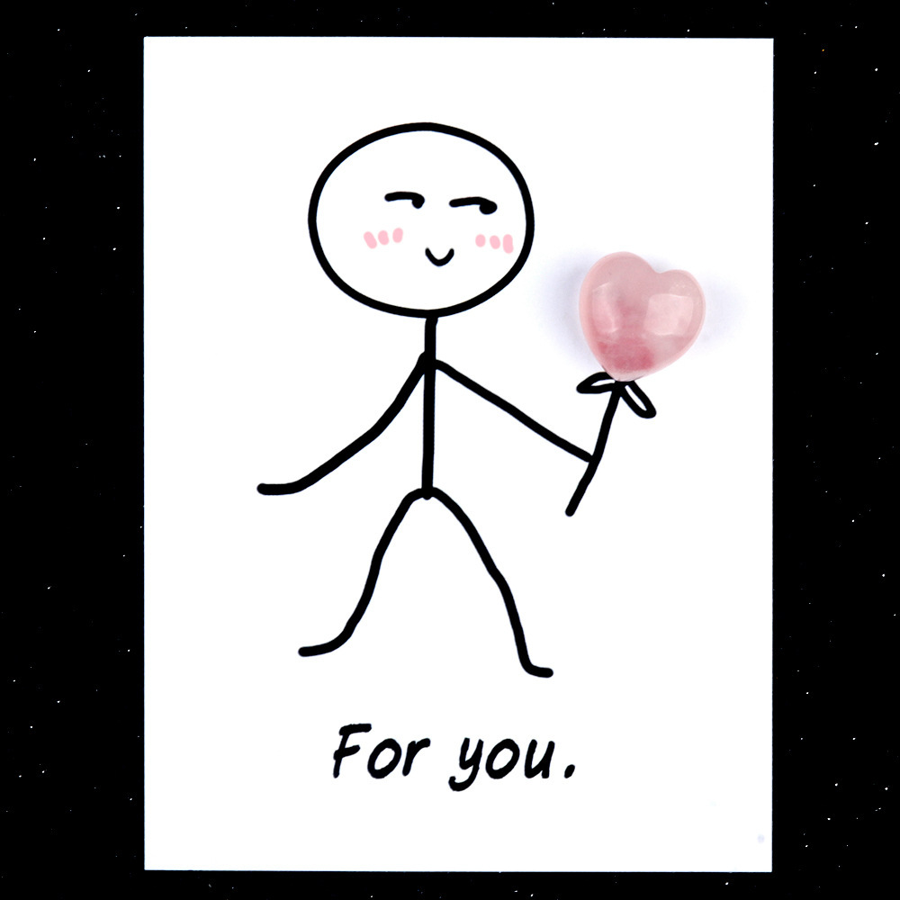 For you healing card series natural crystal agate stone 15mm love creative fun card