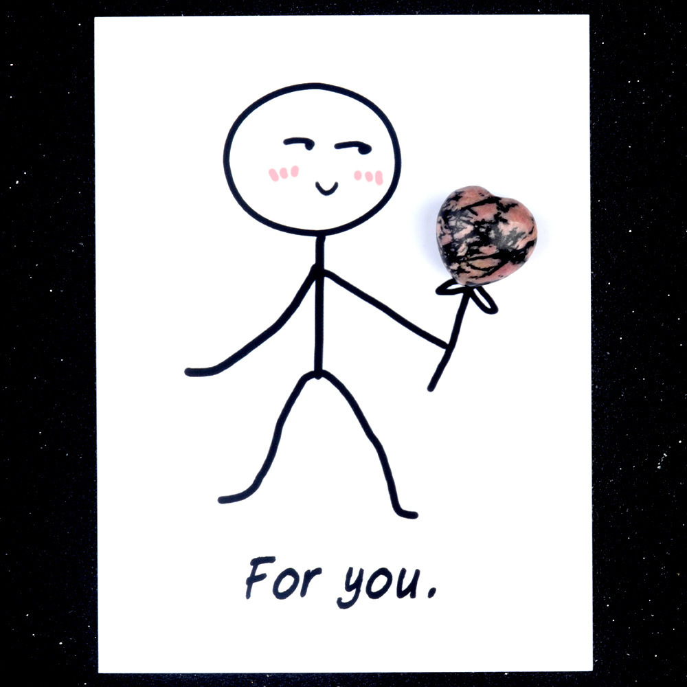 For you healing card series natural crystal agate stone 15mm love creative fun card