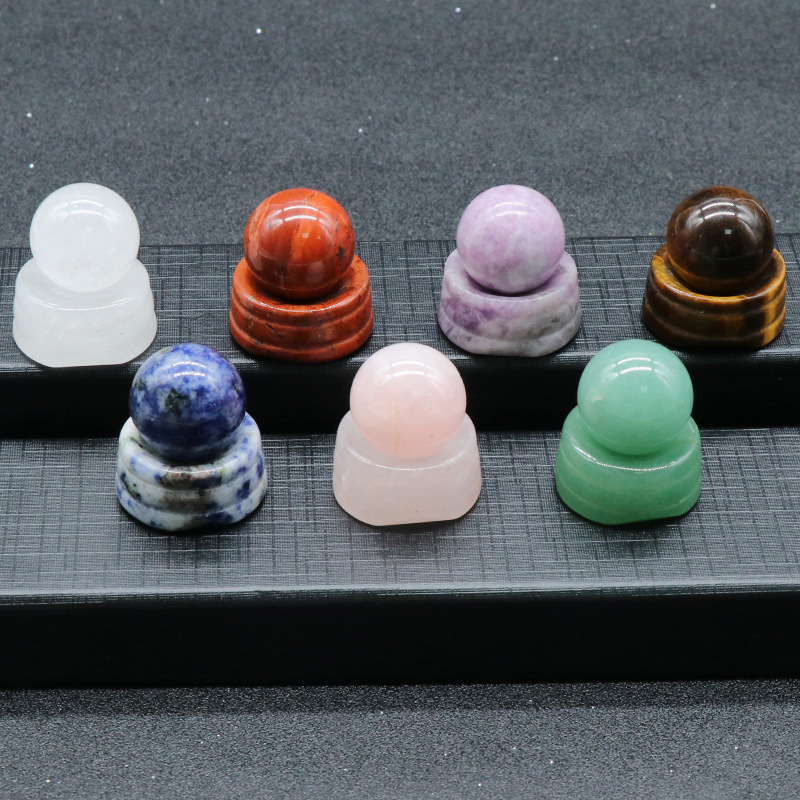 Small ball base 14-piece set Natural crystal base 20mm ball set Colorful Chakra home decoration