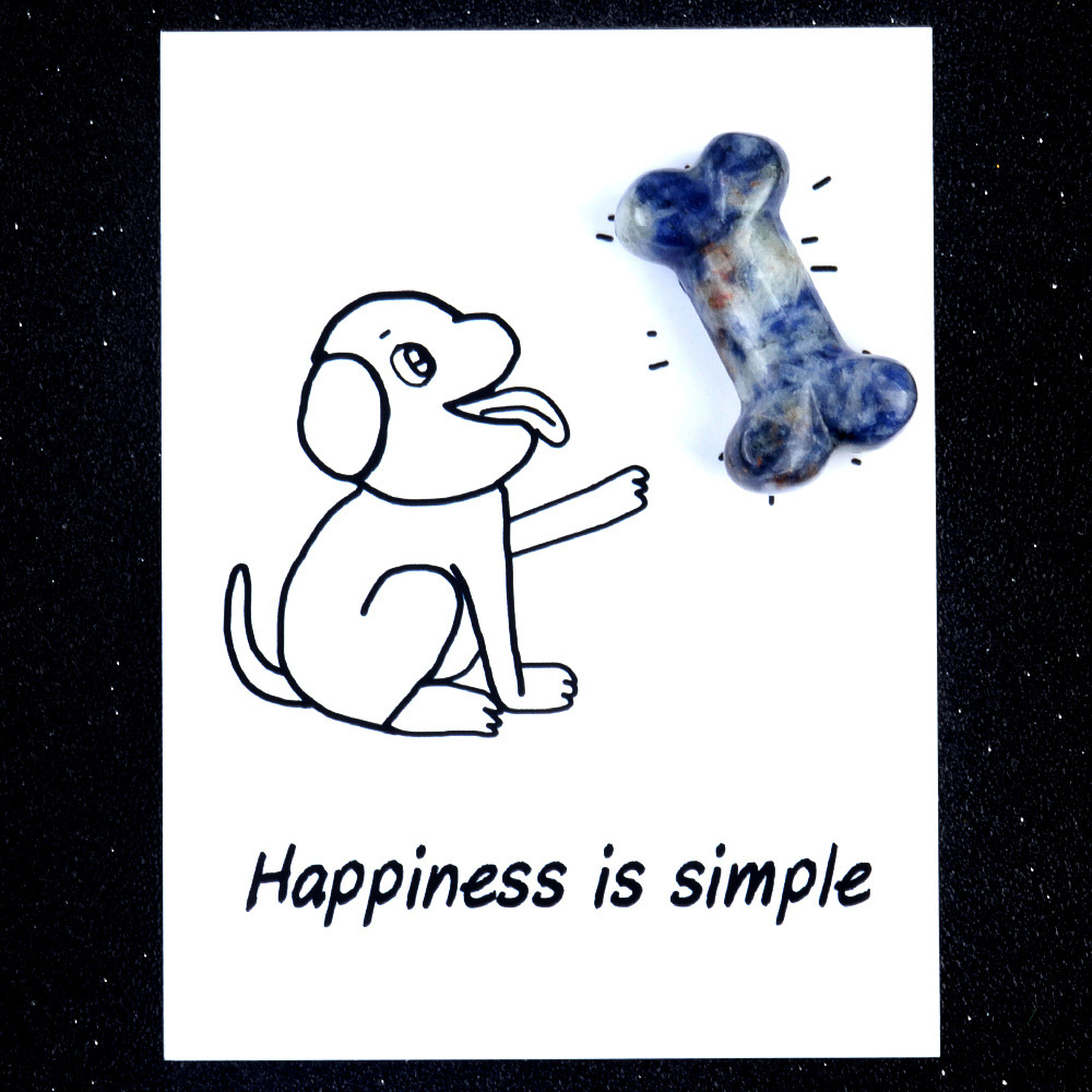 Healing Card Series Natural Crystal Agate 35mm Dog Bone Creative Fun Card