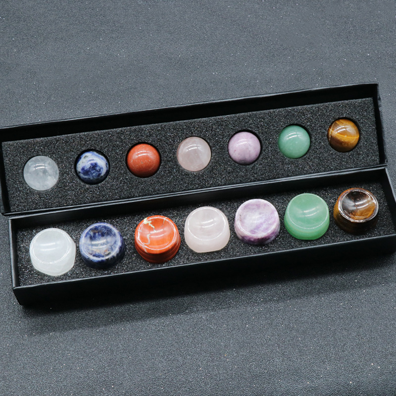 Small ball base 14-piece set Natural crystal base 20mm ball set Colorful Chakra home decoration