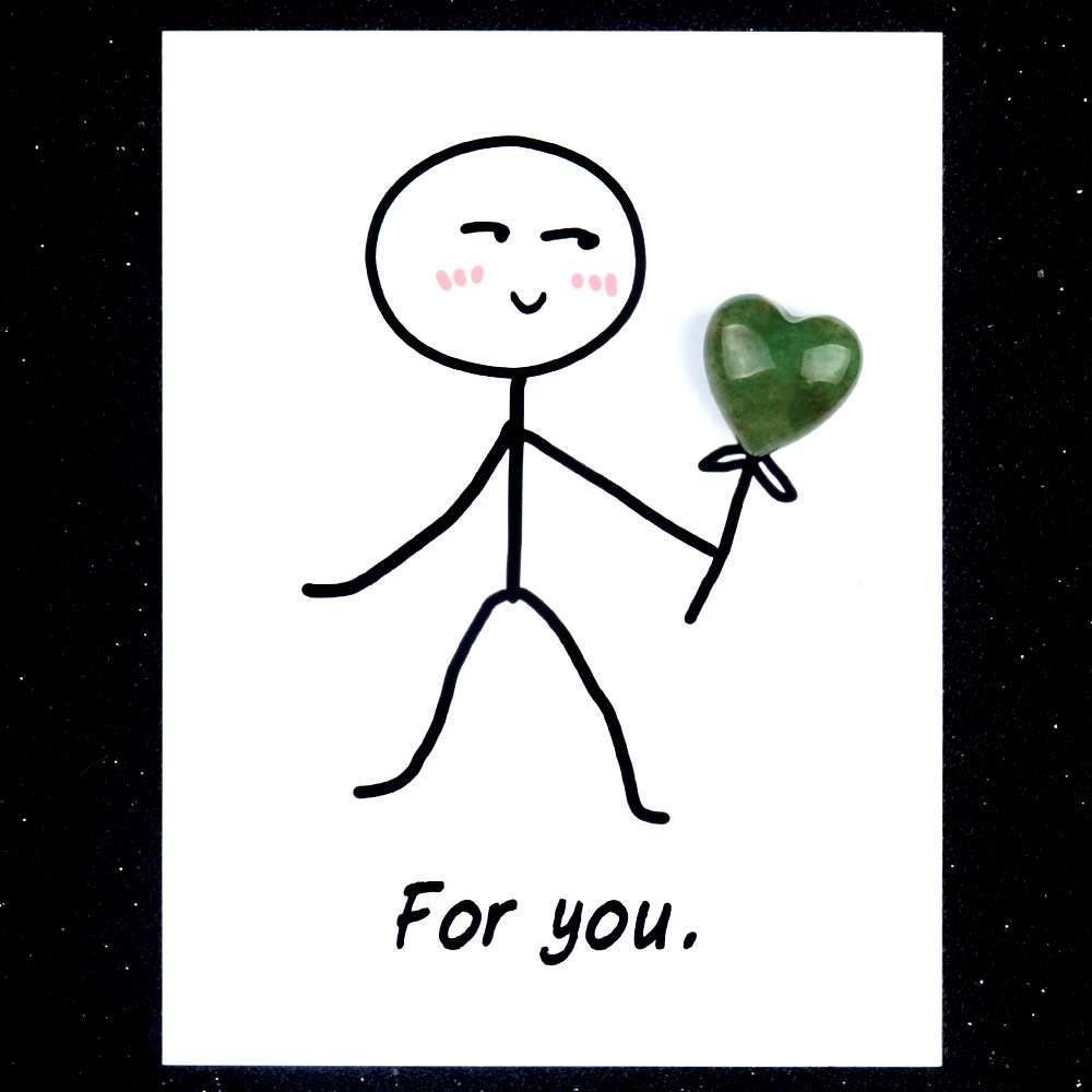 For you healing card series natural crystal agate stone 15mm love creative fun card