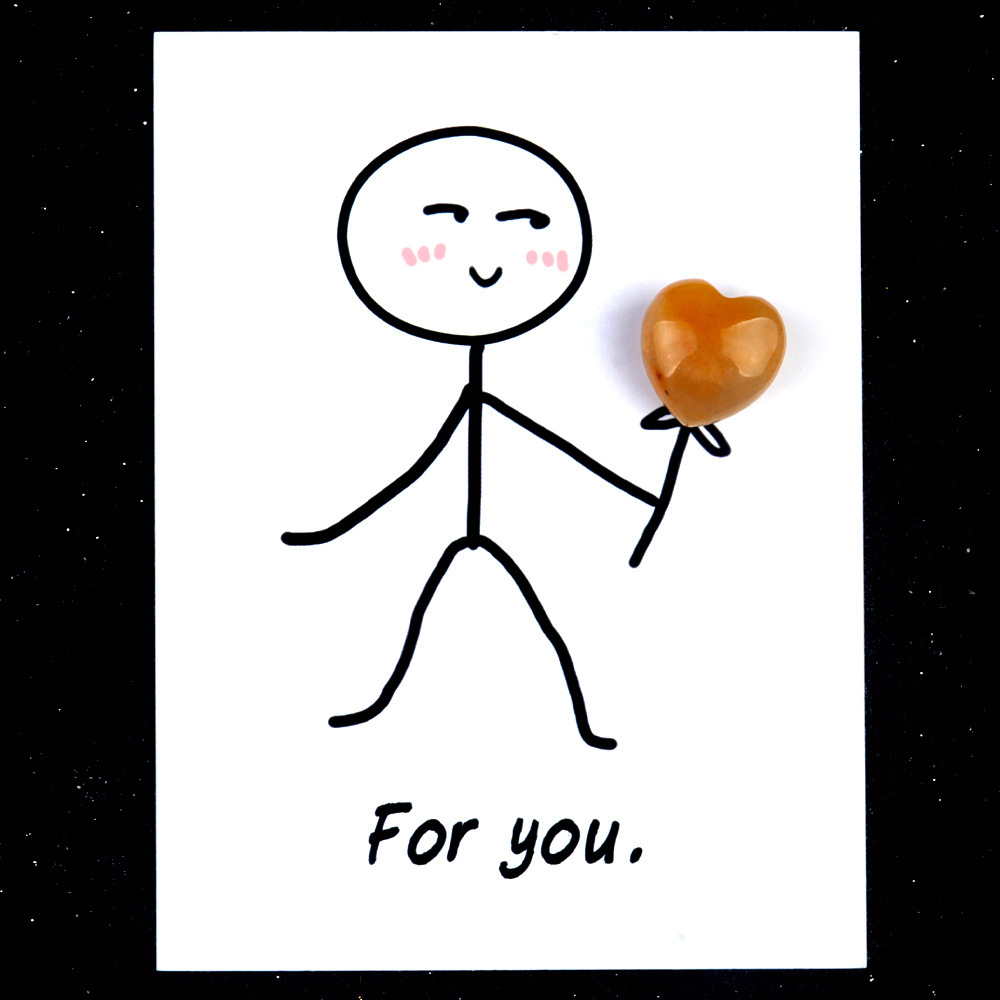 For you healing card series natural crystal agate stone 15mm love creative fun card