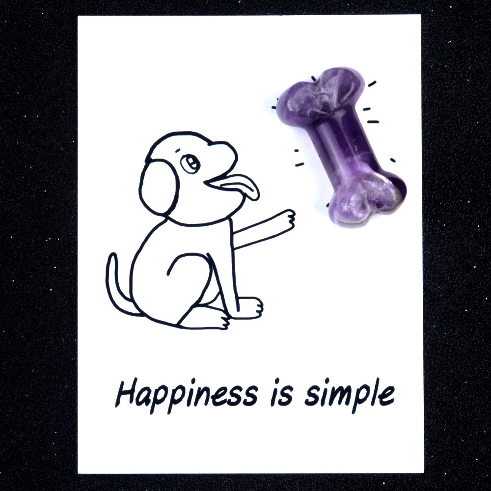 Healing Card Series Natural Crystal Agate 35mm Dog Bone Creative Fun Card