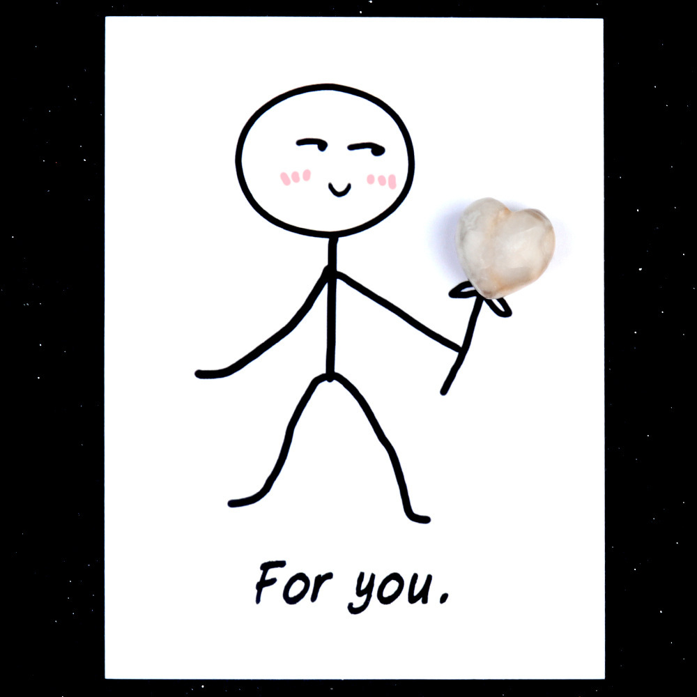 For you healing card series natural crystal agate stone 15mm love creative fun card