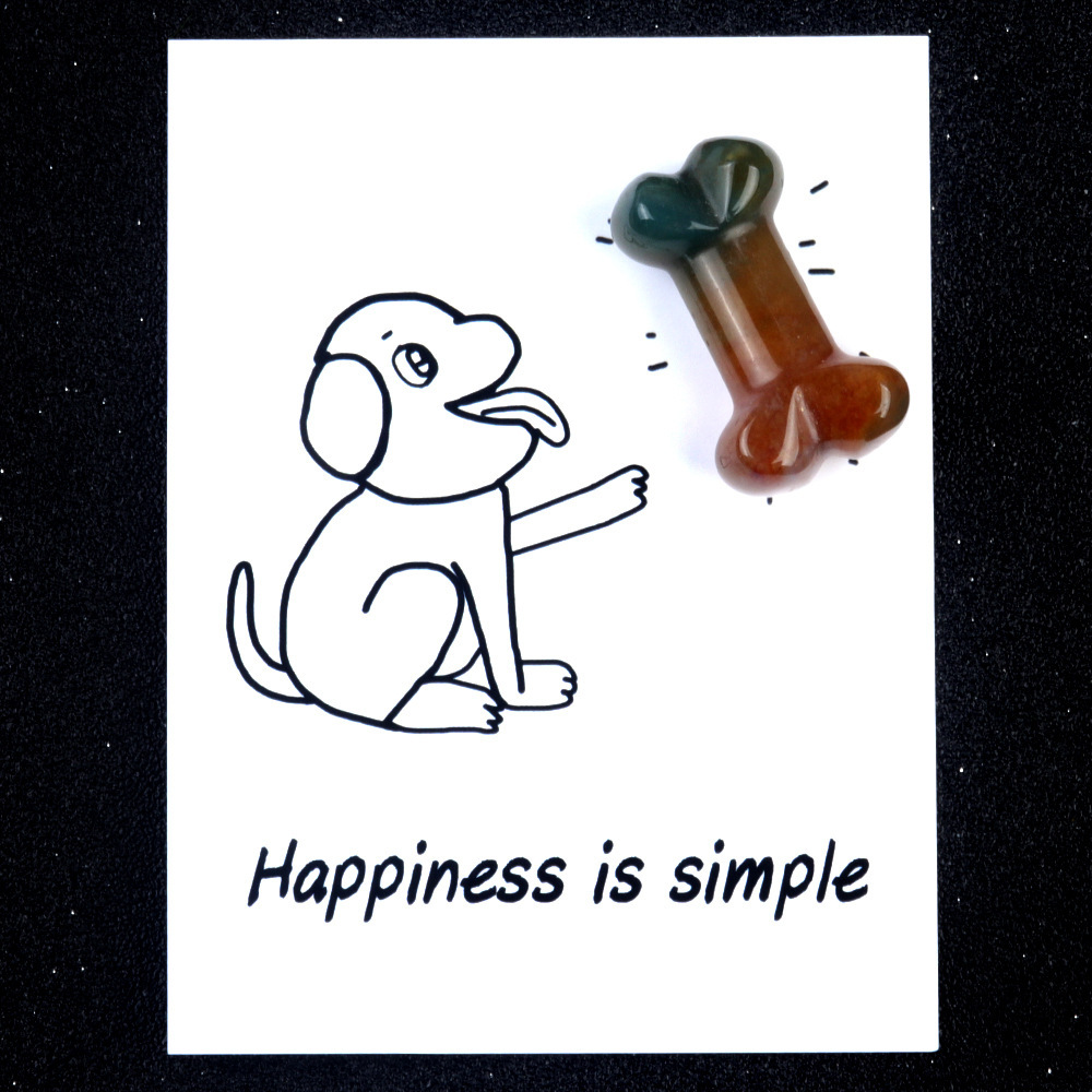 Healing Card Series Natural Crystal Agate 35mm Dog Bone Creative Fun Card