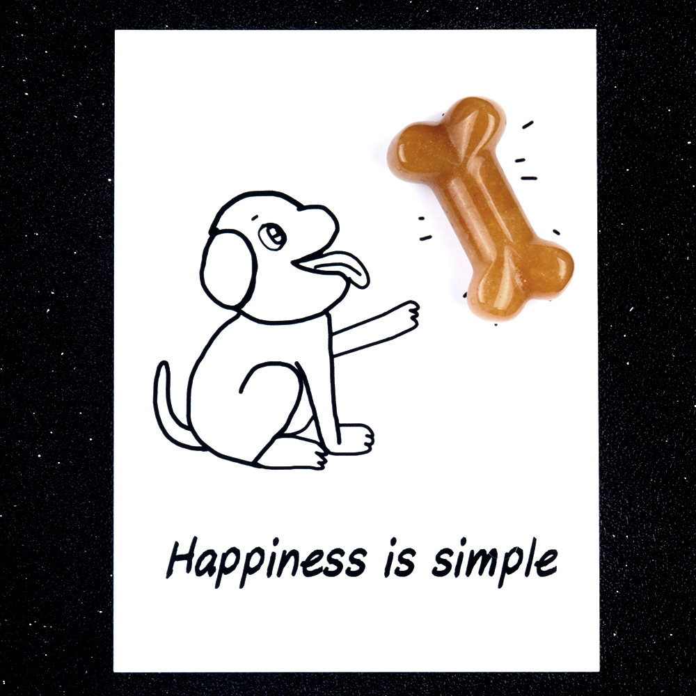 Healing Card Series Natural Crystal Agate 35mm Dog Bone Creative Fun Card