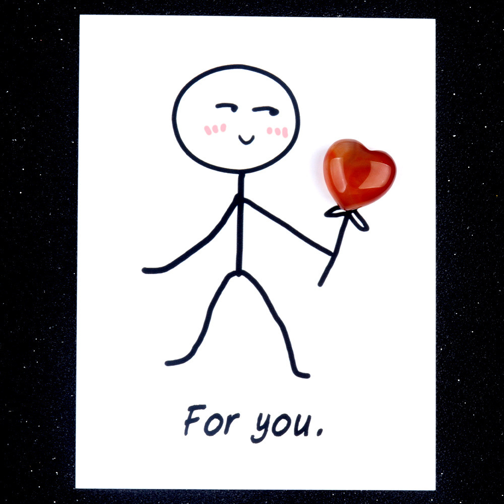 For you healing card series natural crystal agate stone 15mm love creative fun card