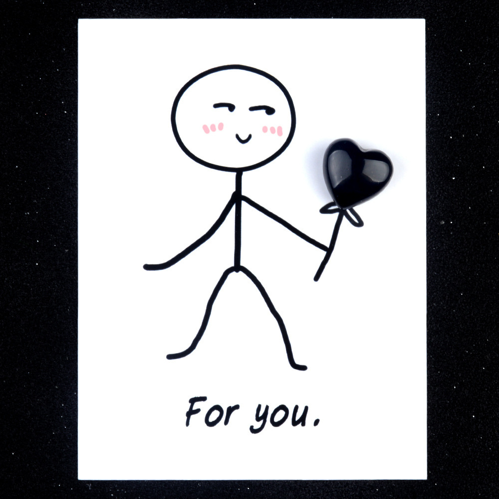 For you healing card series natural crystal agate stone 15mm love creative fun card