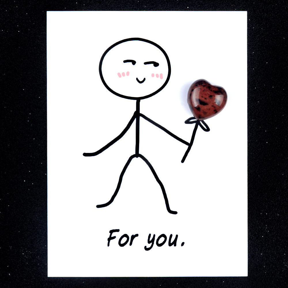 For you healing card series natural crystal agate stone 15mm love creative fun card