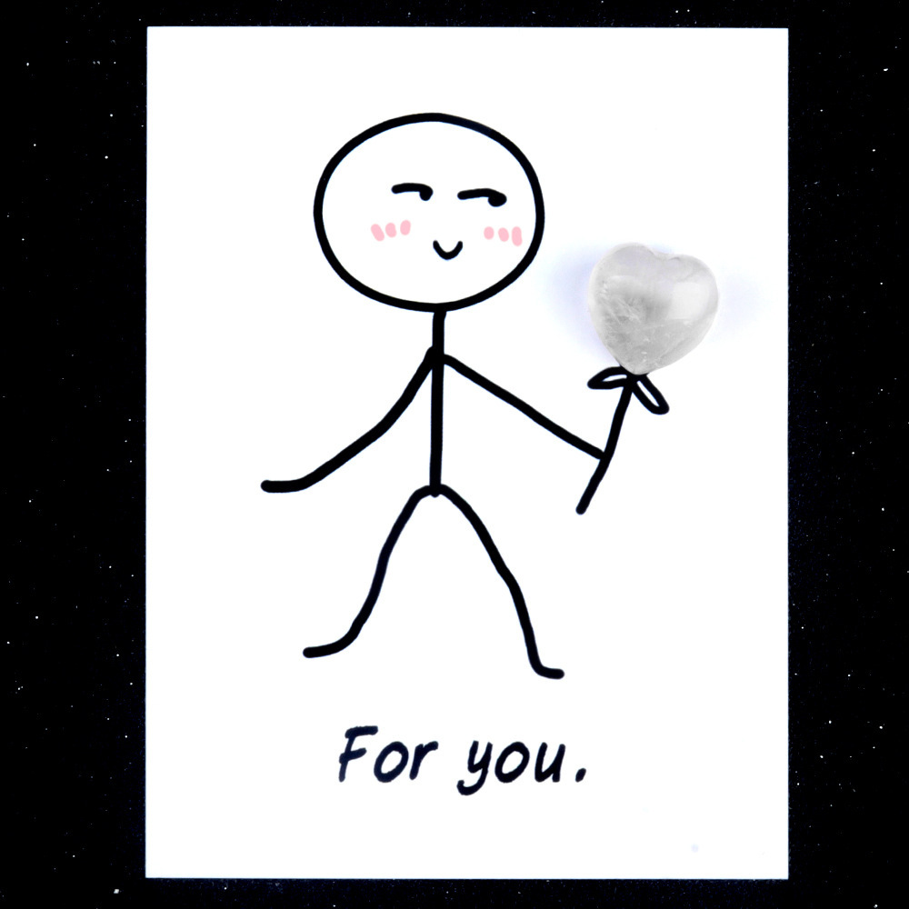 For you healing card series natural crystal agate stone 15mm love creative fun card