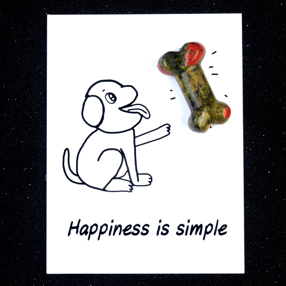 Healing Card Series Natural Crystal Agate 35mm Dog Bone Creative Fun Card