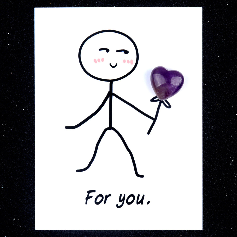 For you healing card series natural crystal agate stone 15mm love creative fun card