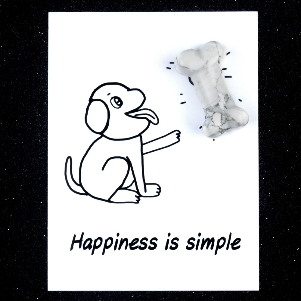 Healing Card Series Natural Crystal Agate 35mm Dog Bone Creative Fun Card