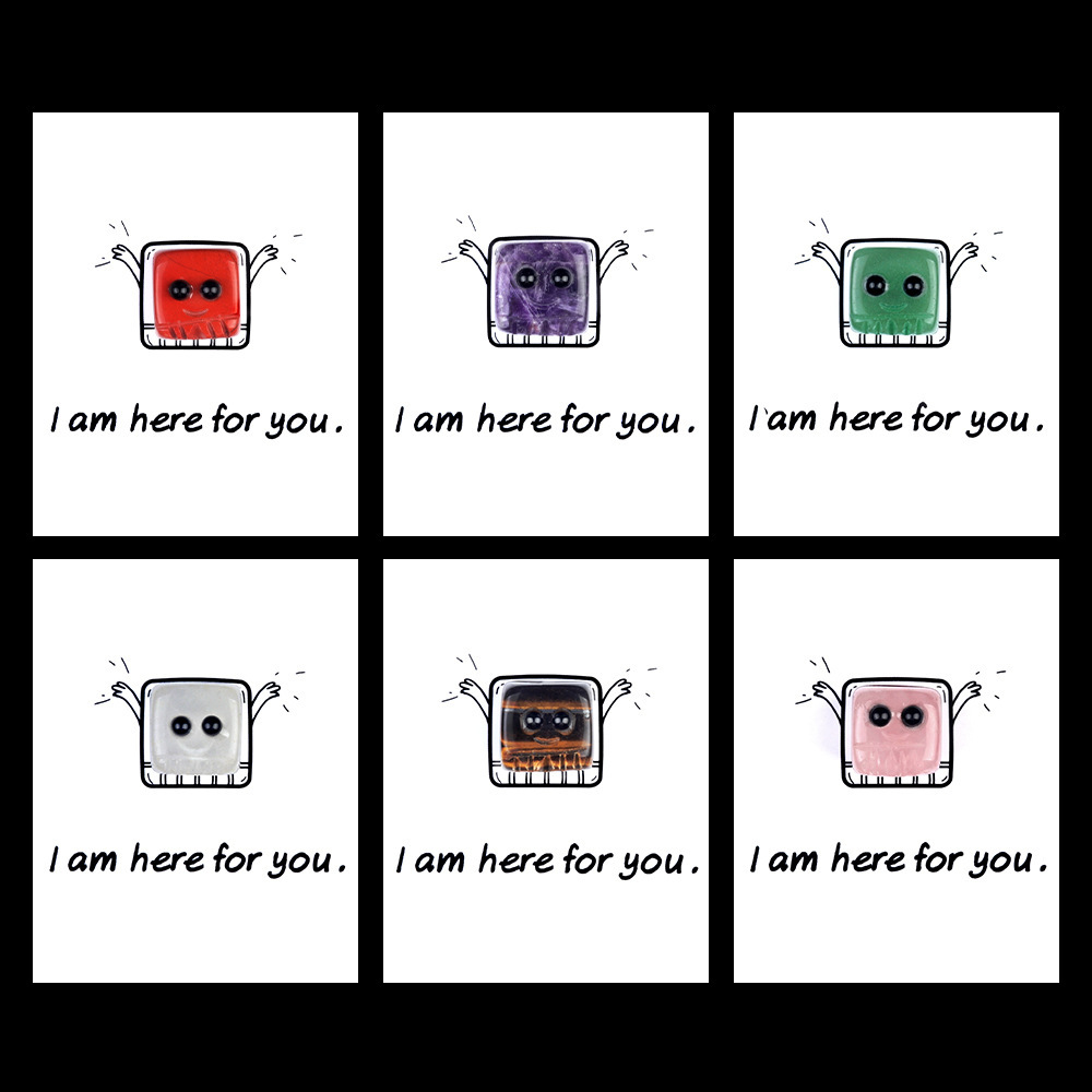 I am here for you healing card series natural crystal agate stone to accompany the elves