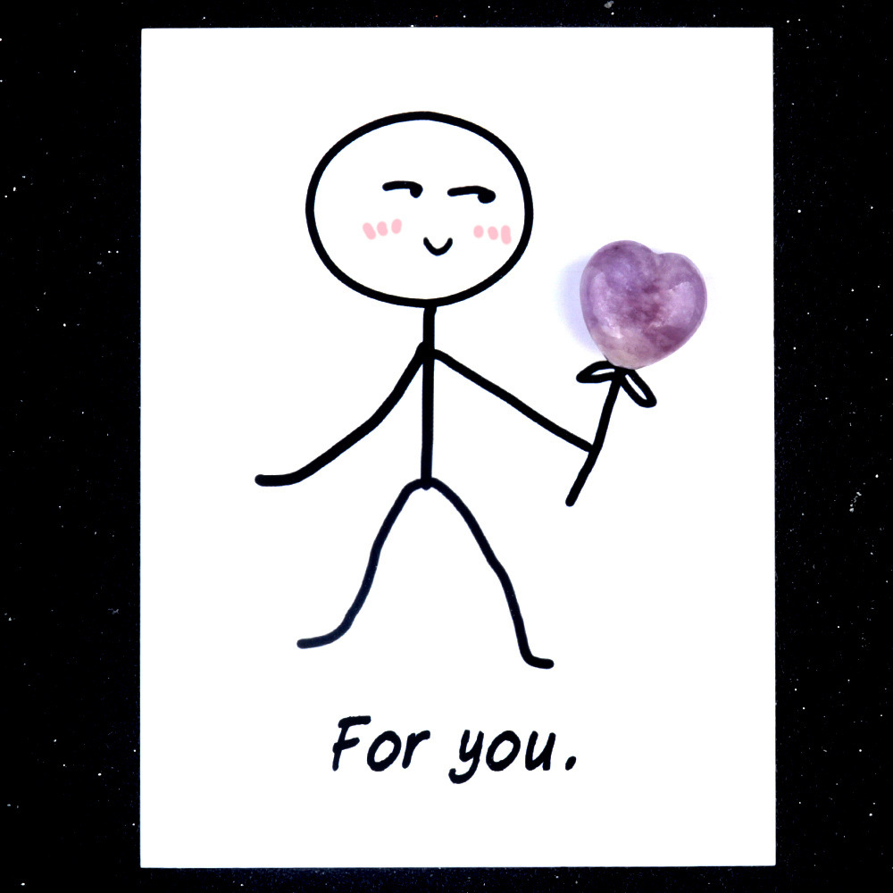 For you healing card series natural crystal agate stone 15mm love creative fun card