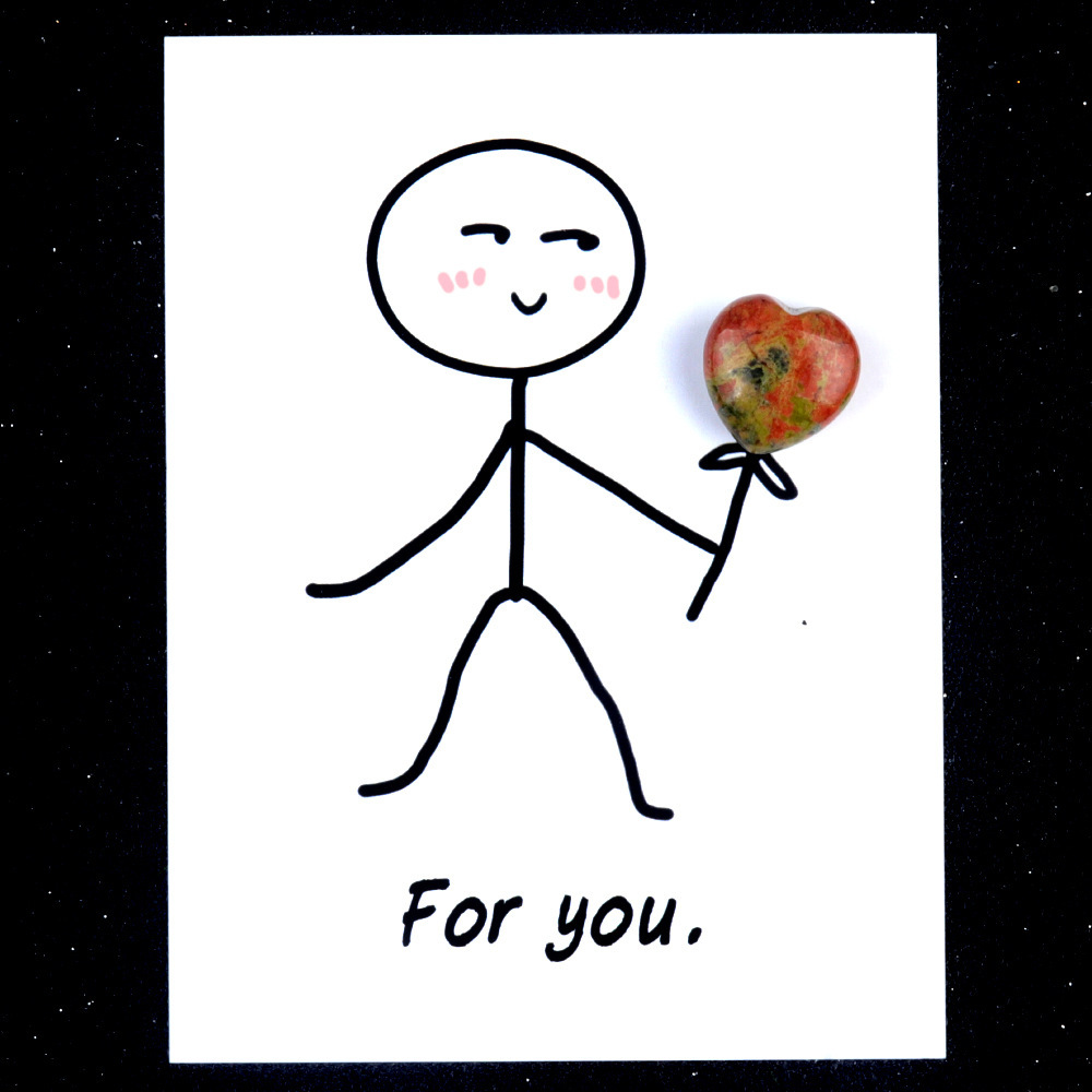 For you healing card series natural crystal agate stone 15mm love creative fun card