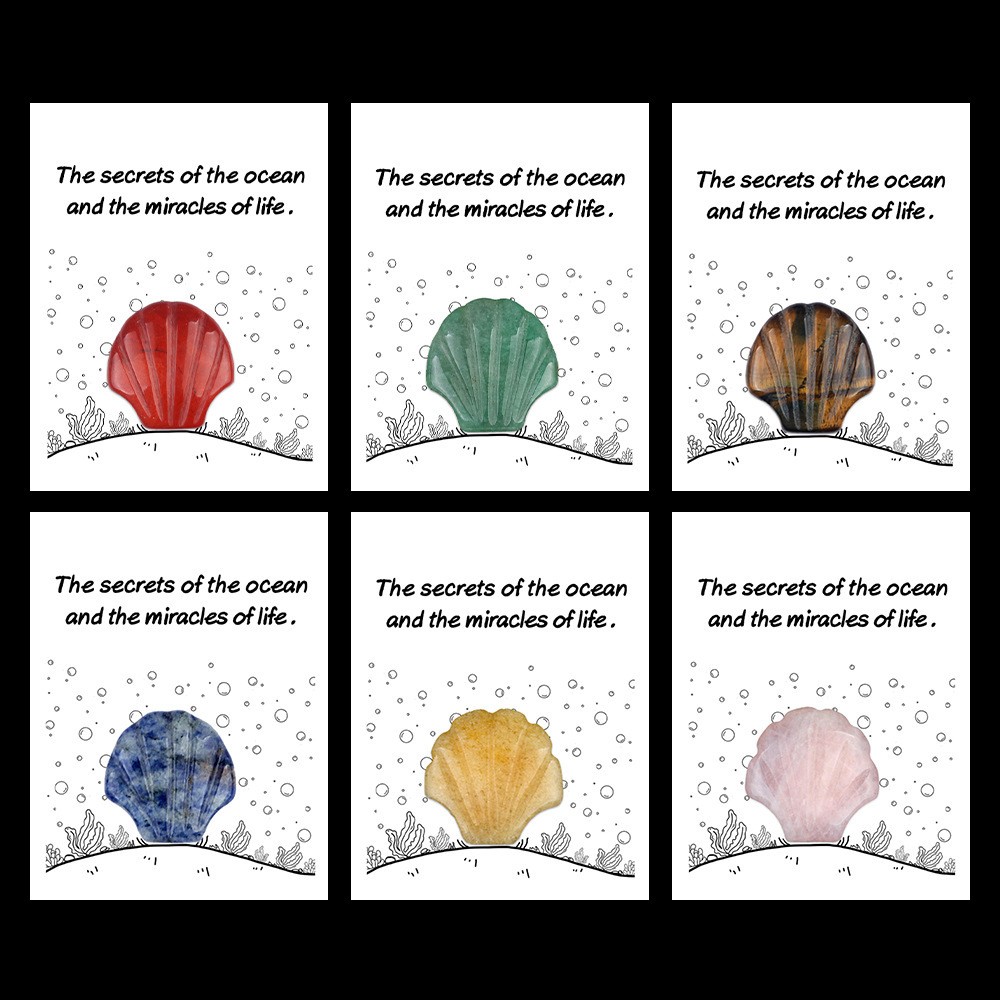 Healing Card Series 30mm Natural Crystal Agate Shell Shape Creative and Interesting Ocean Gem