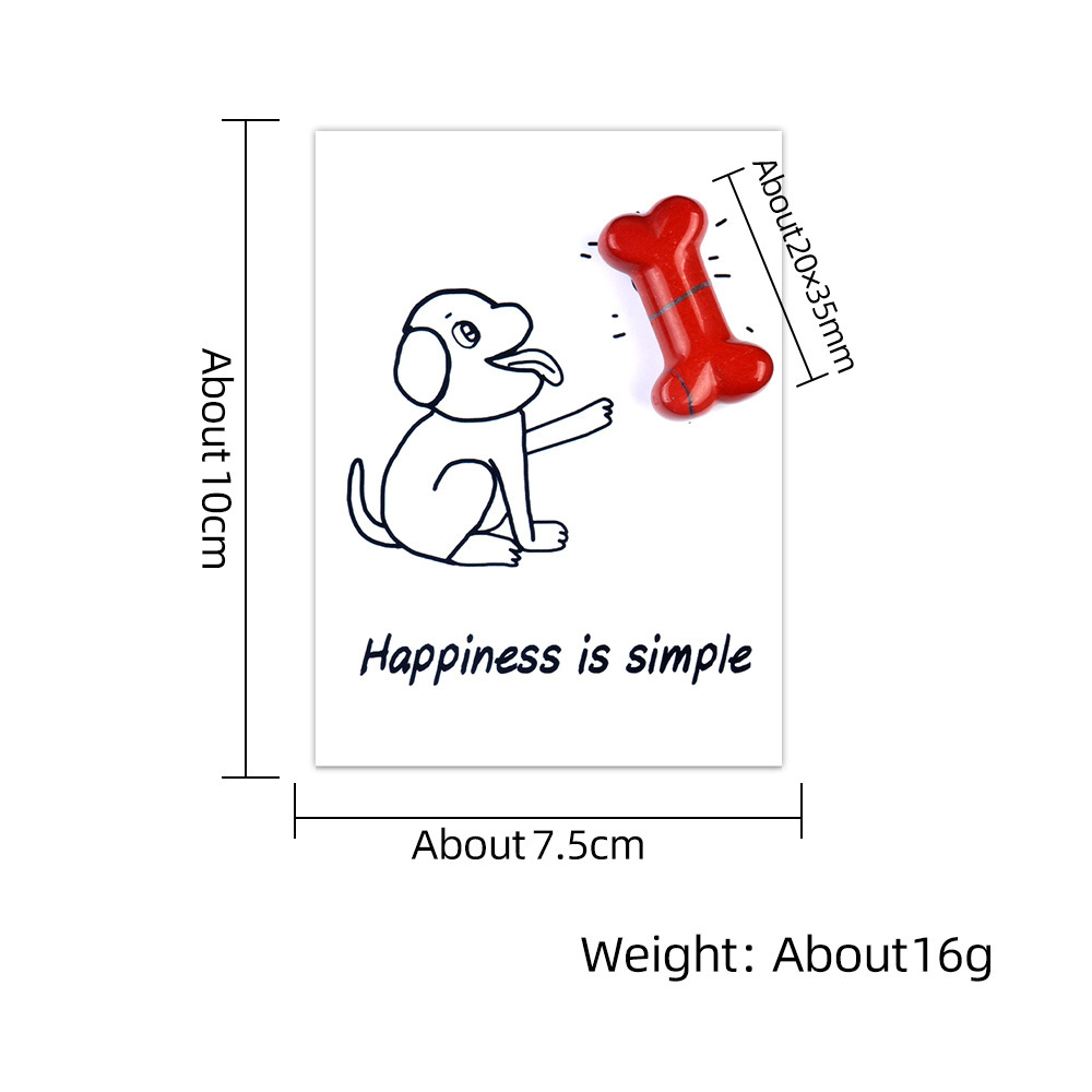 Healing Card Series Natural Crystal Agate 35mm Dog Bone Creative Fun Card