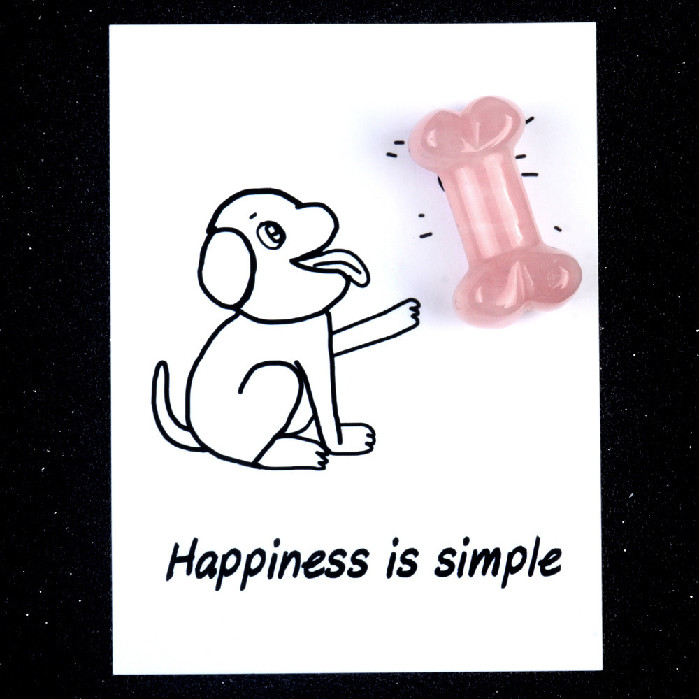 Healing Card Series Natural Crystal Agate 35mm Dog Bone Creative Fun Card