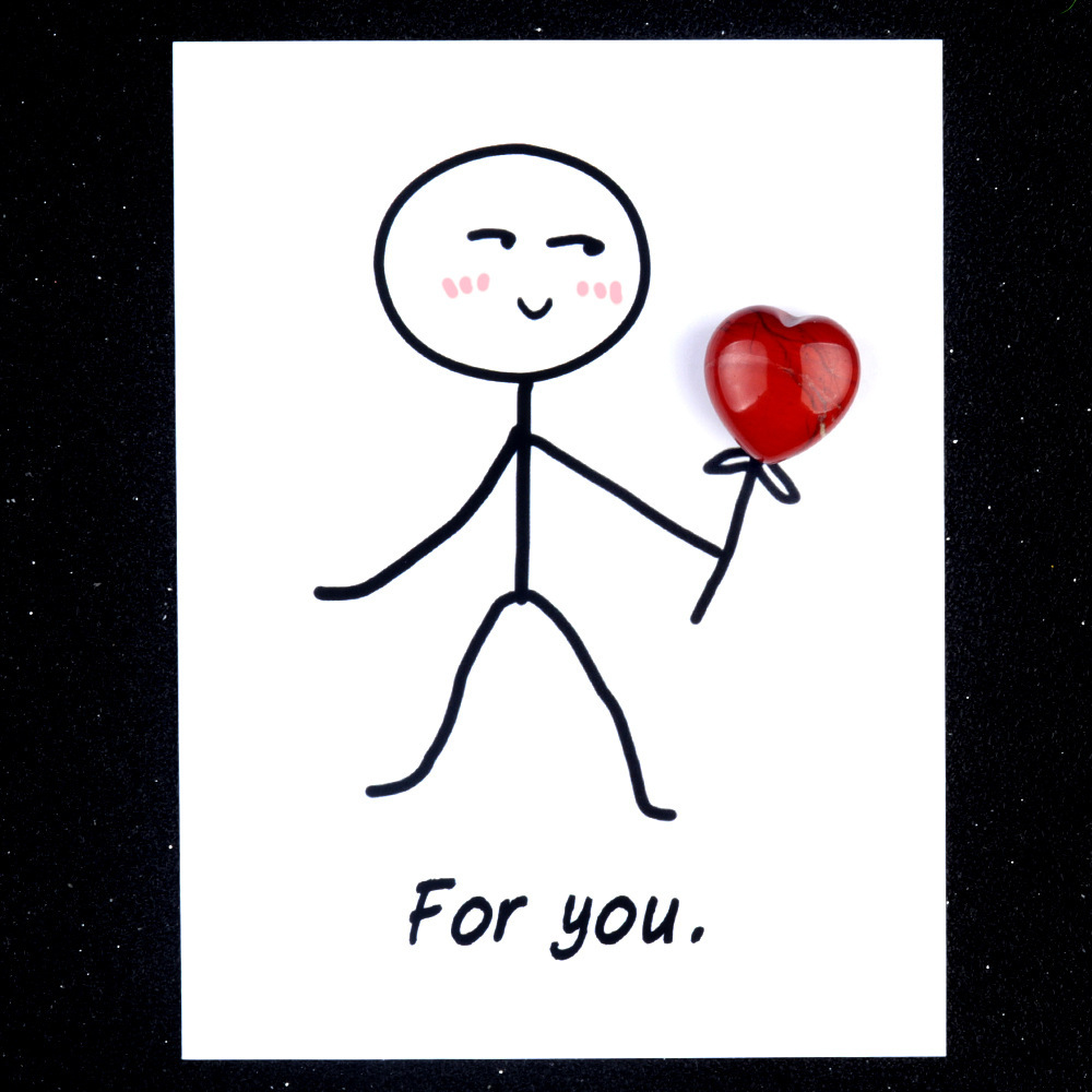 For you healing card series natural crystal agate stone 15mm love creative fun card