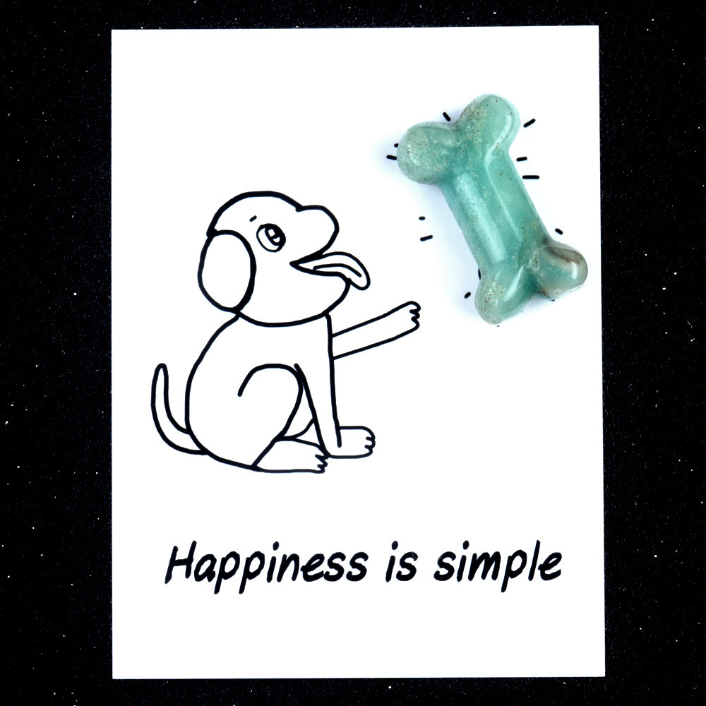 Healing Card Series Natural Crystal Agate 35mm Dog Bone Creative Fun Card