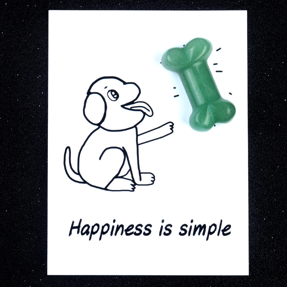 Healing Card Series Natural Crystal Agate 35mm Dog Bone Creative Fun Card