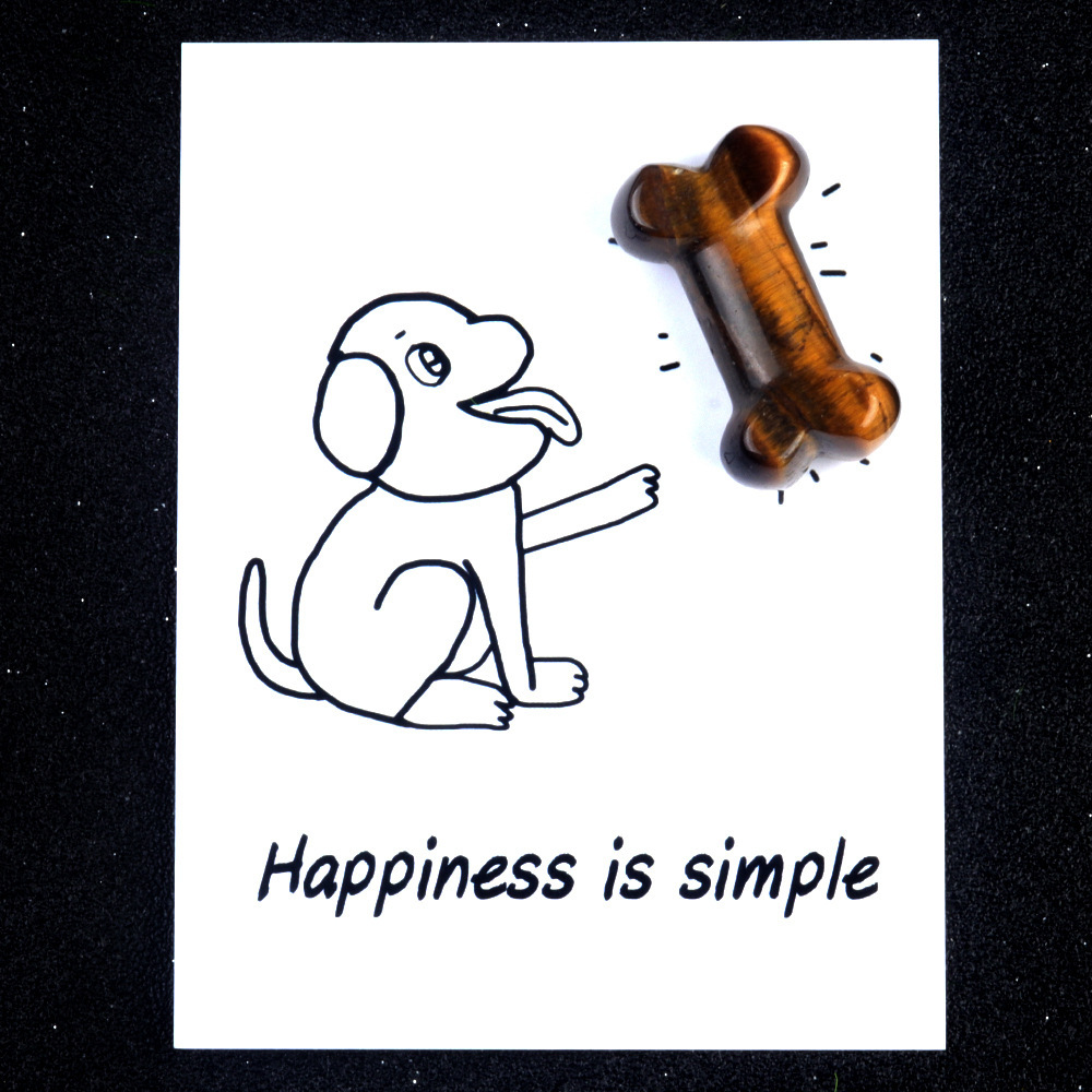 Healing Card Series Natural Crystal Agate 35mm Dog Bone Creative Fun Card