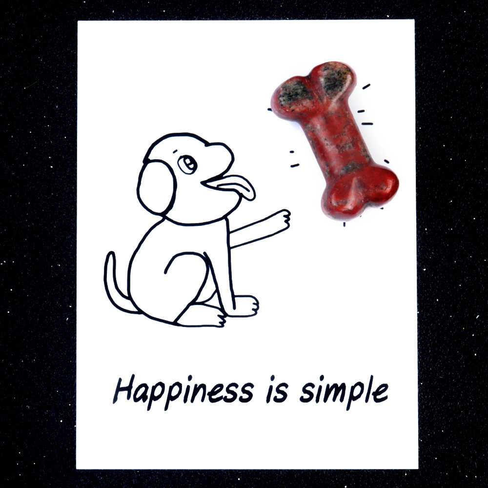 Healing Card Series Natural Crystal Agate 35mm Dog Bone Creative Fun Card