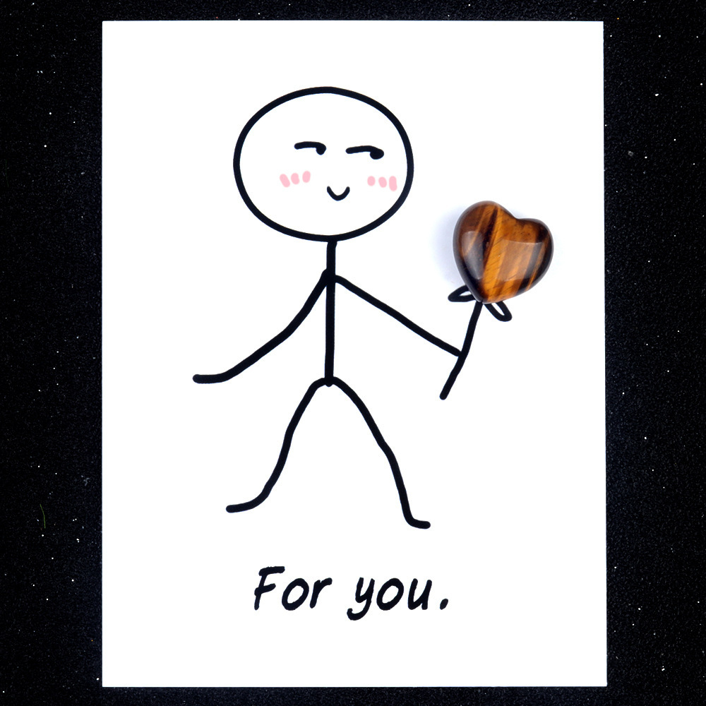 For you healing card series natural crystal agate stone 15mm love creative fun card